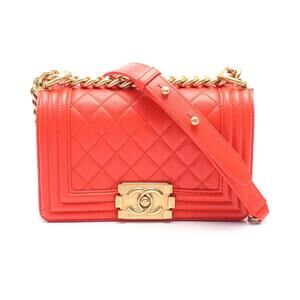 Chanel Boy Shoulder Bag Leather Red